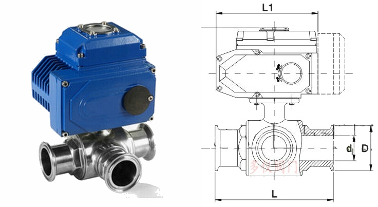電動叁通衛生*球閥結構圖
